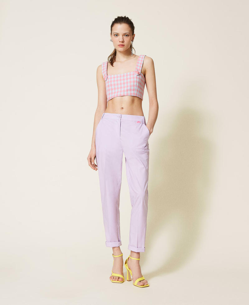 Poplin cigarette trousers "Pastel Lilac” Woman 221AT2035-02