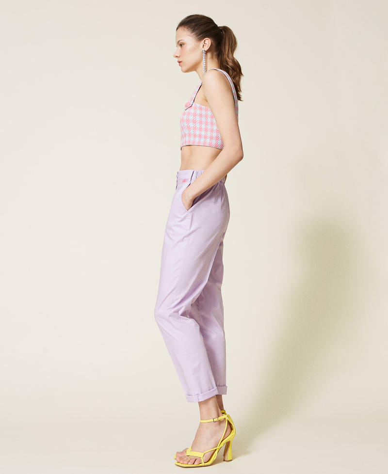 Pantalon cigarette en popeline Violet « Pastel Lilac » Femme 221AT2035-03