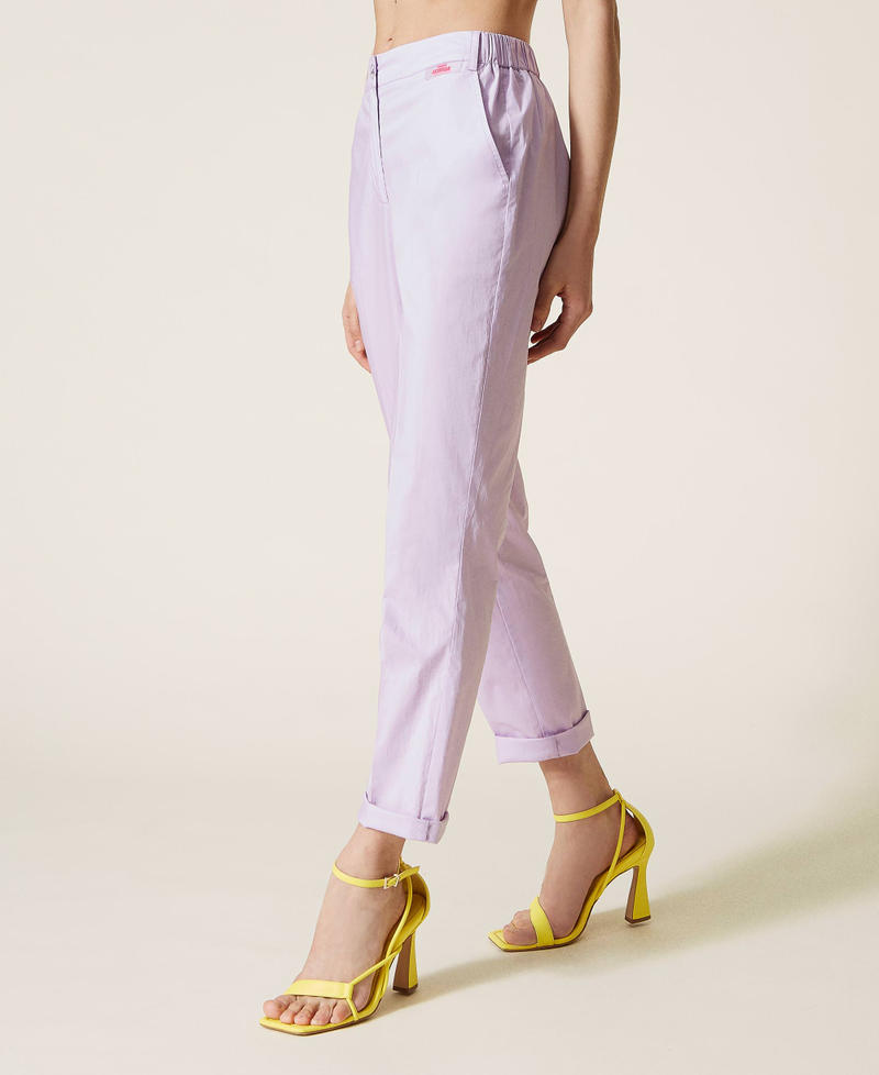 Poplin cigarette trousers "Pastel Lilac” Woman 221AT2035-04