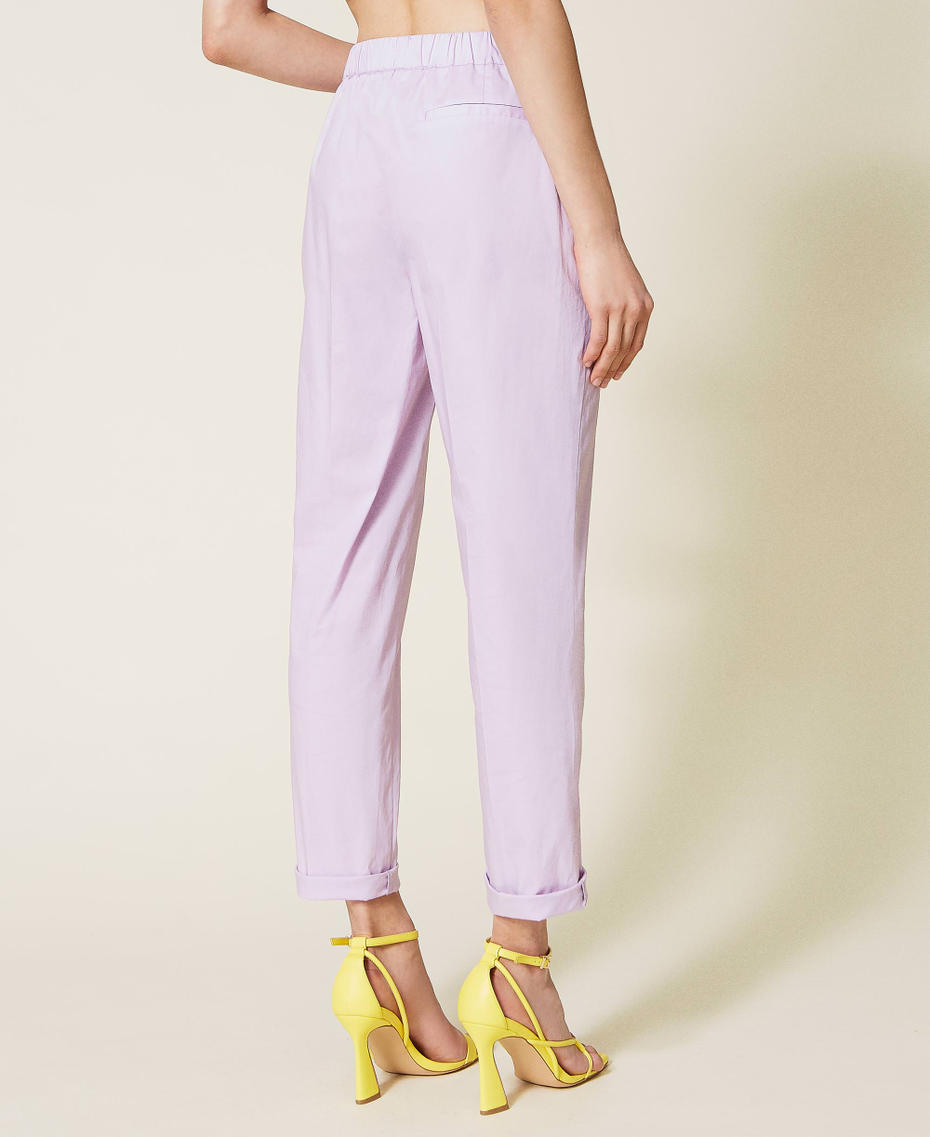 Pantalon cigarette en popeline Violet « Pastel Lilac » Femme 221AT2035-05