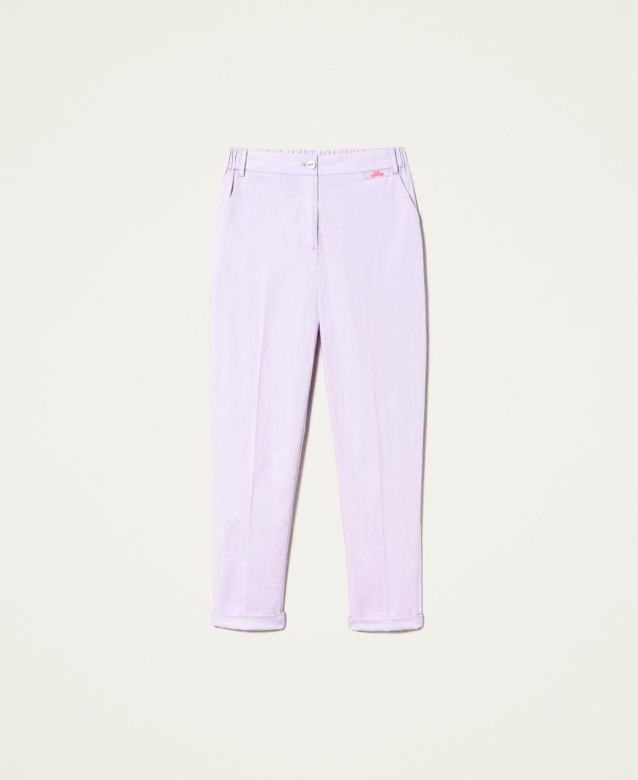 Pantalon cigarette en popeline Violet « Pastel Lilac » Femme 221AT2035-0S