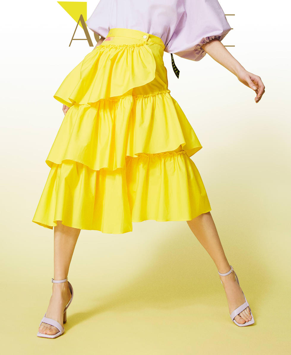 Poplin skirt with flounces