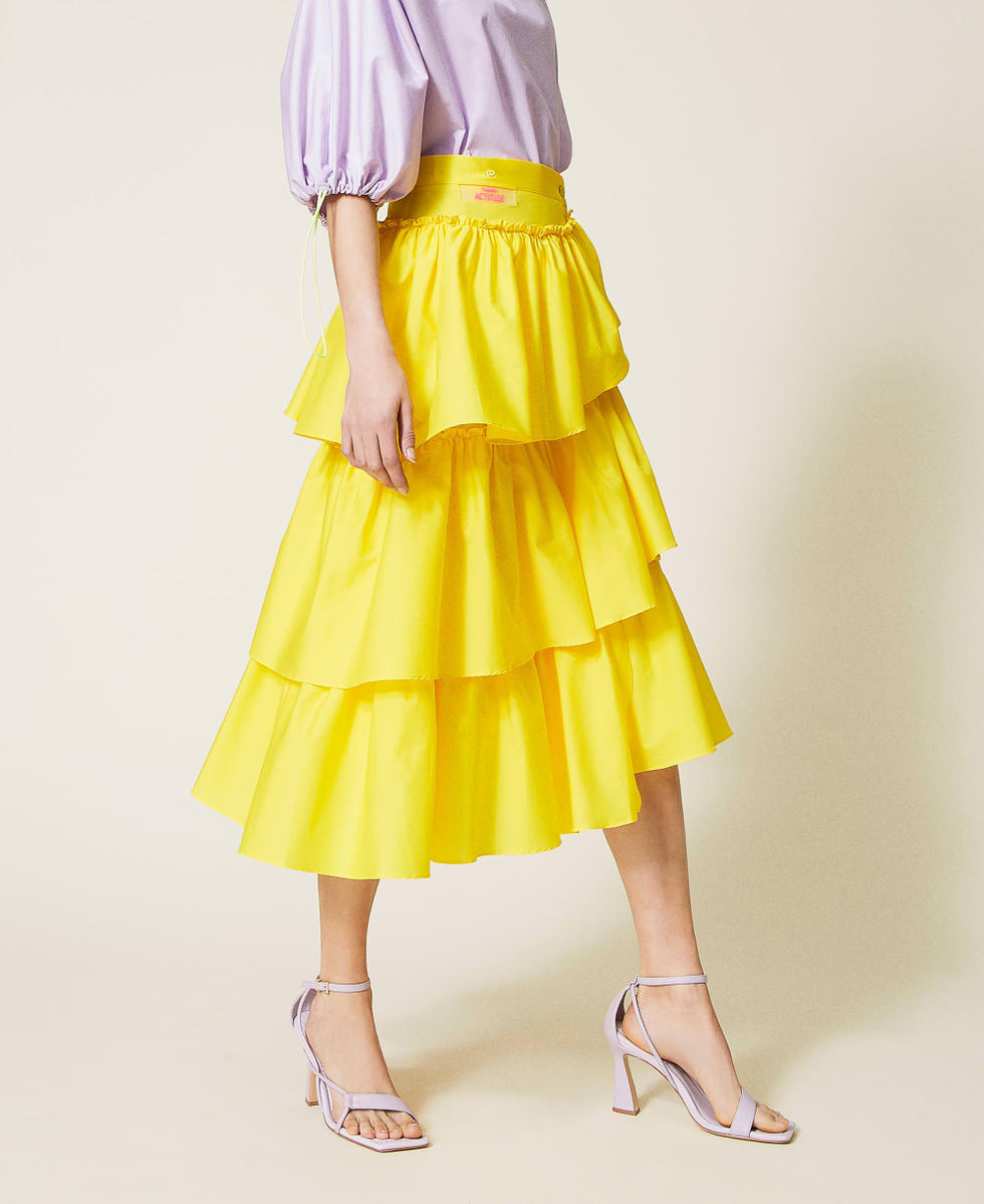Poplin skirt with flounces