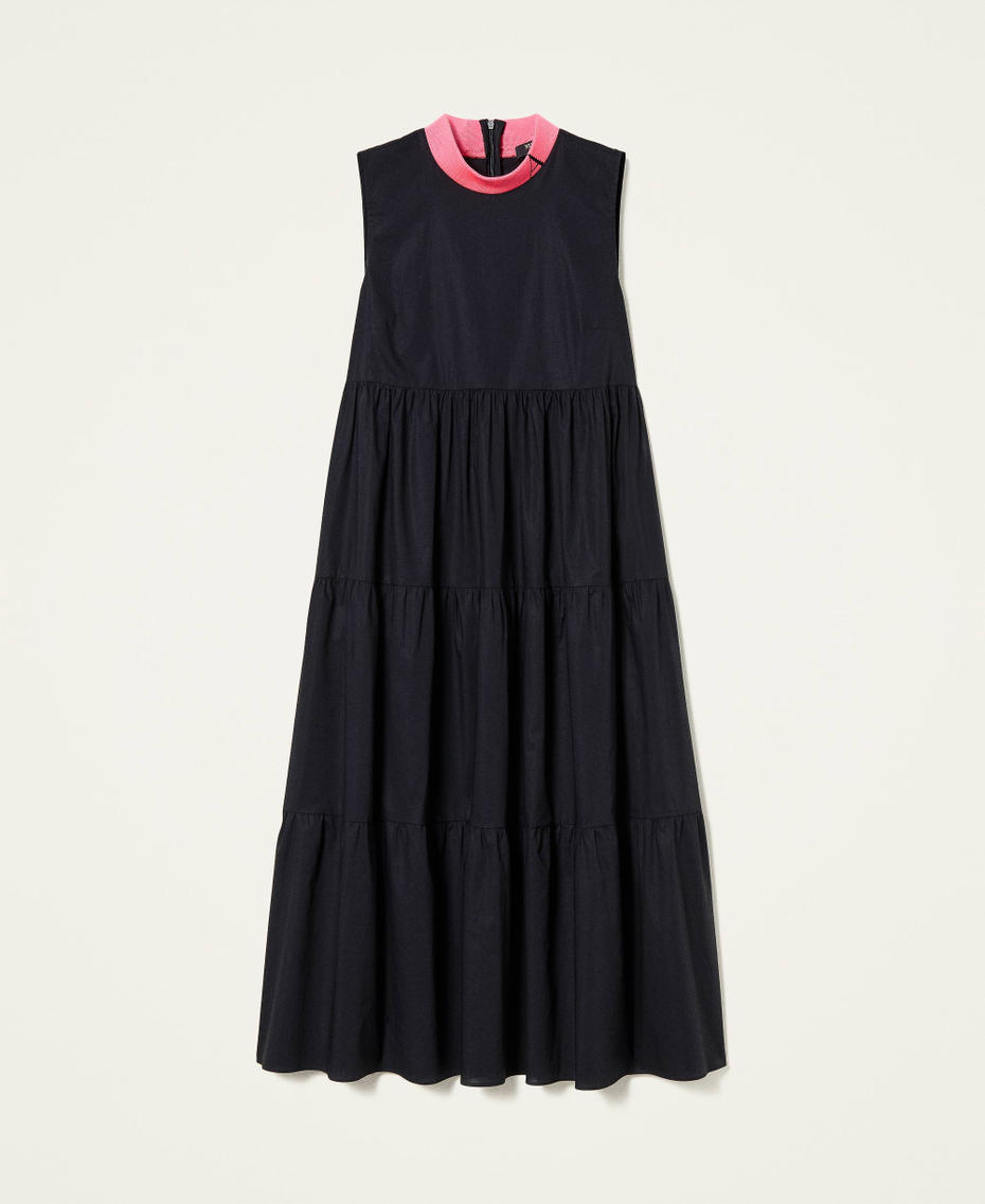 Платье-миди из поплина Черный женщина 221AT2037-0S