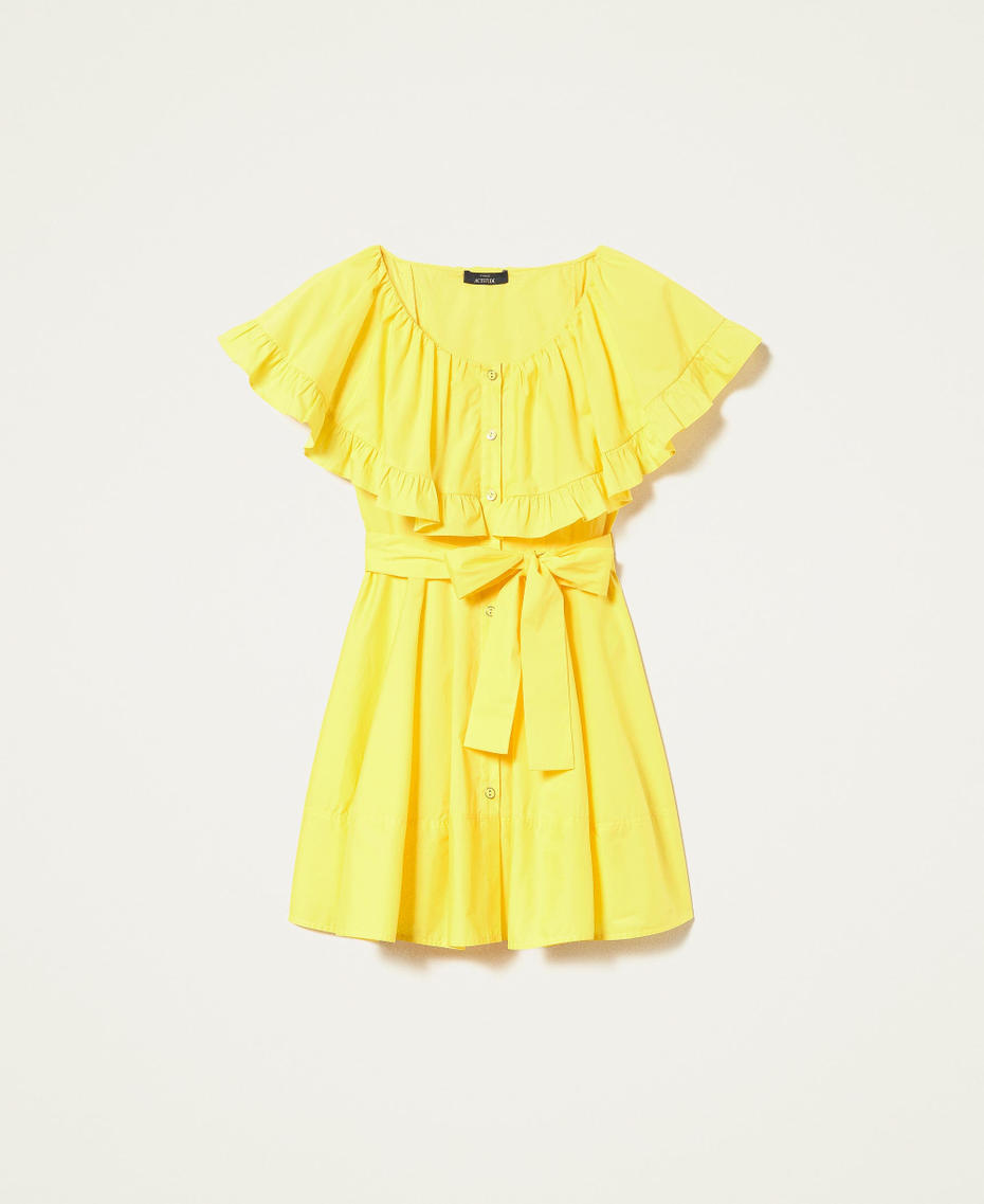 Poplin shirt dress with ruffle