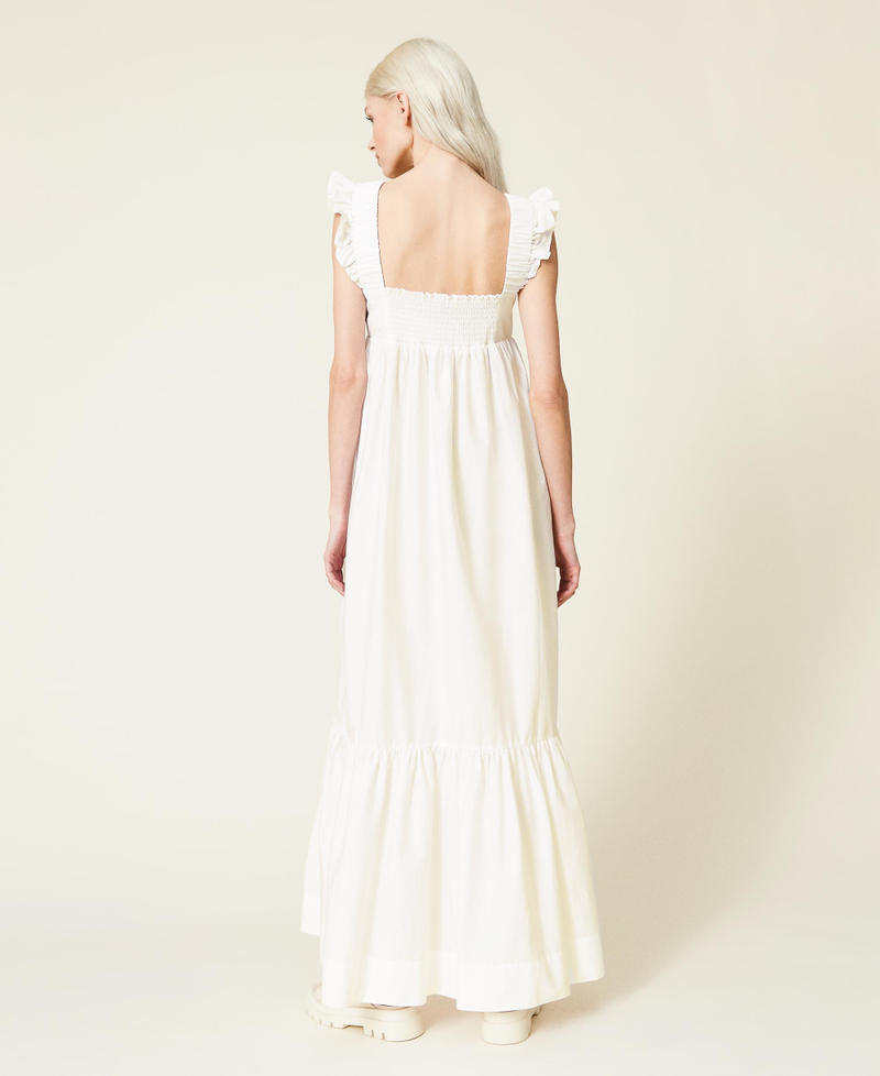 Long poplin dress with ruffles