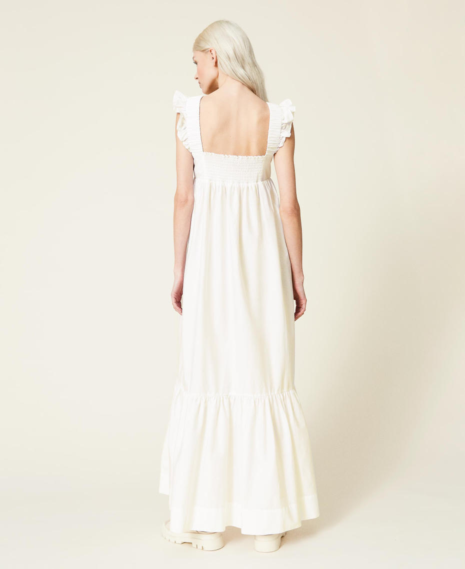Long poplin dress with ruffles
