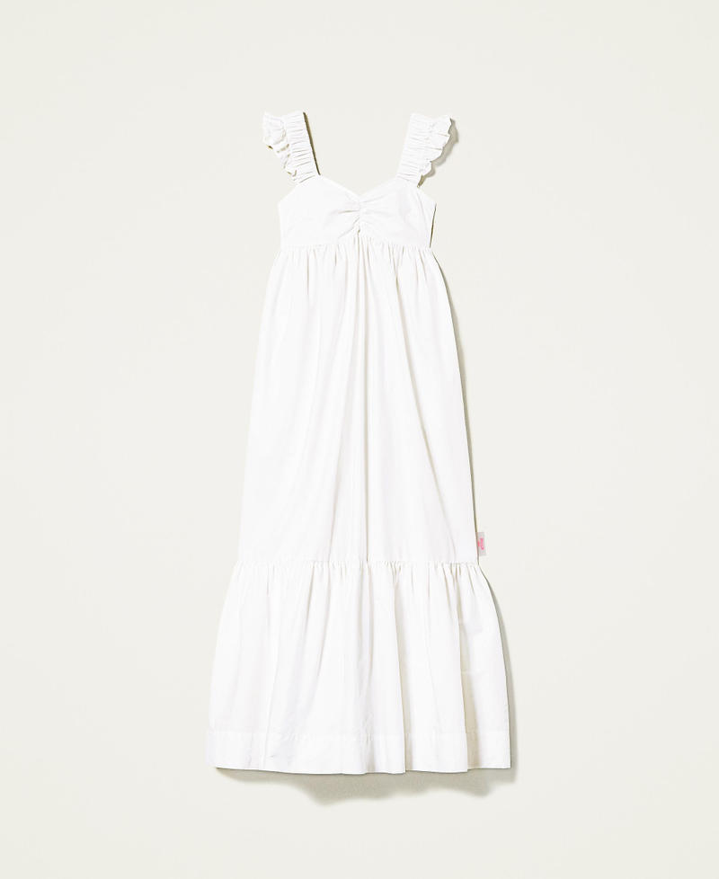 Long poplin dress with ruffles