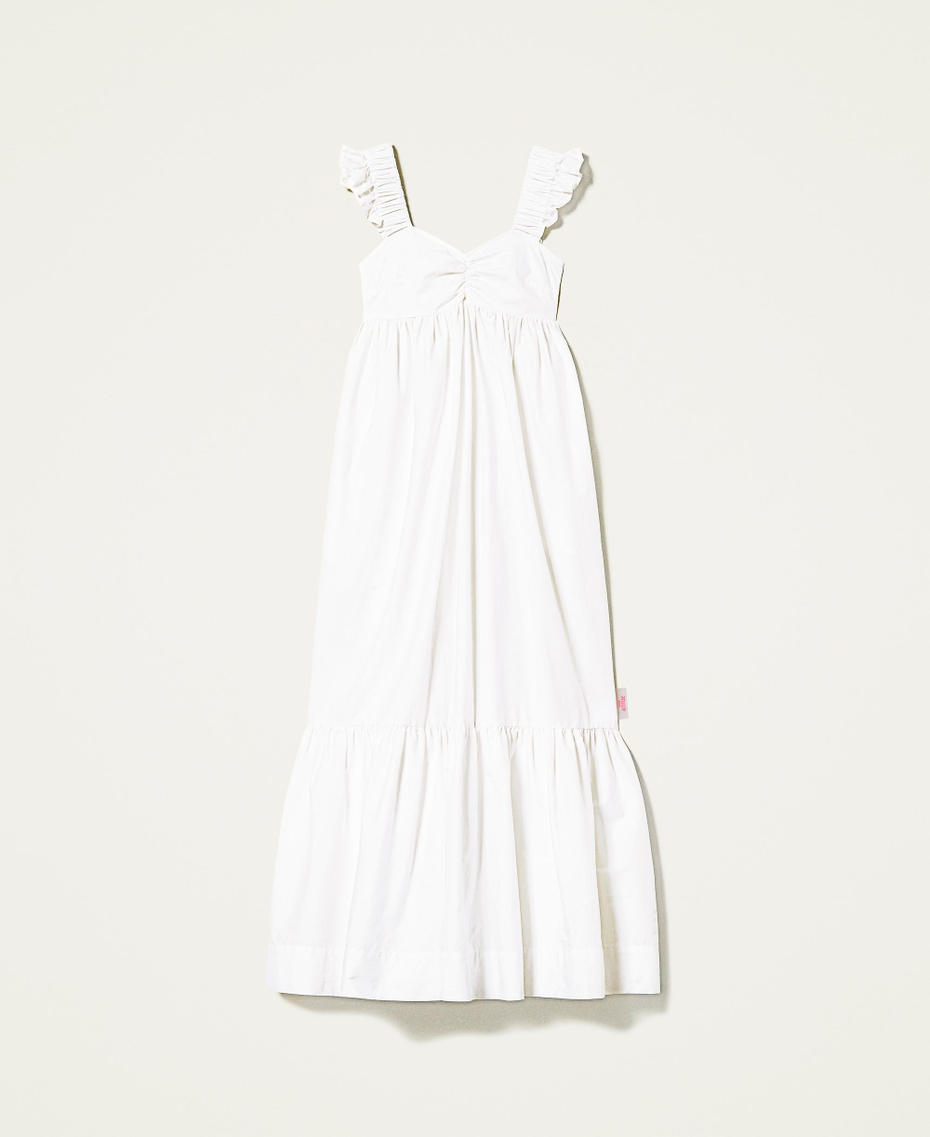 Long poplin dress with ruffles