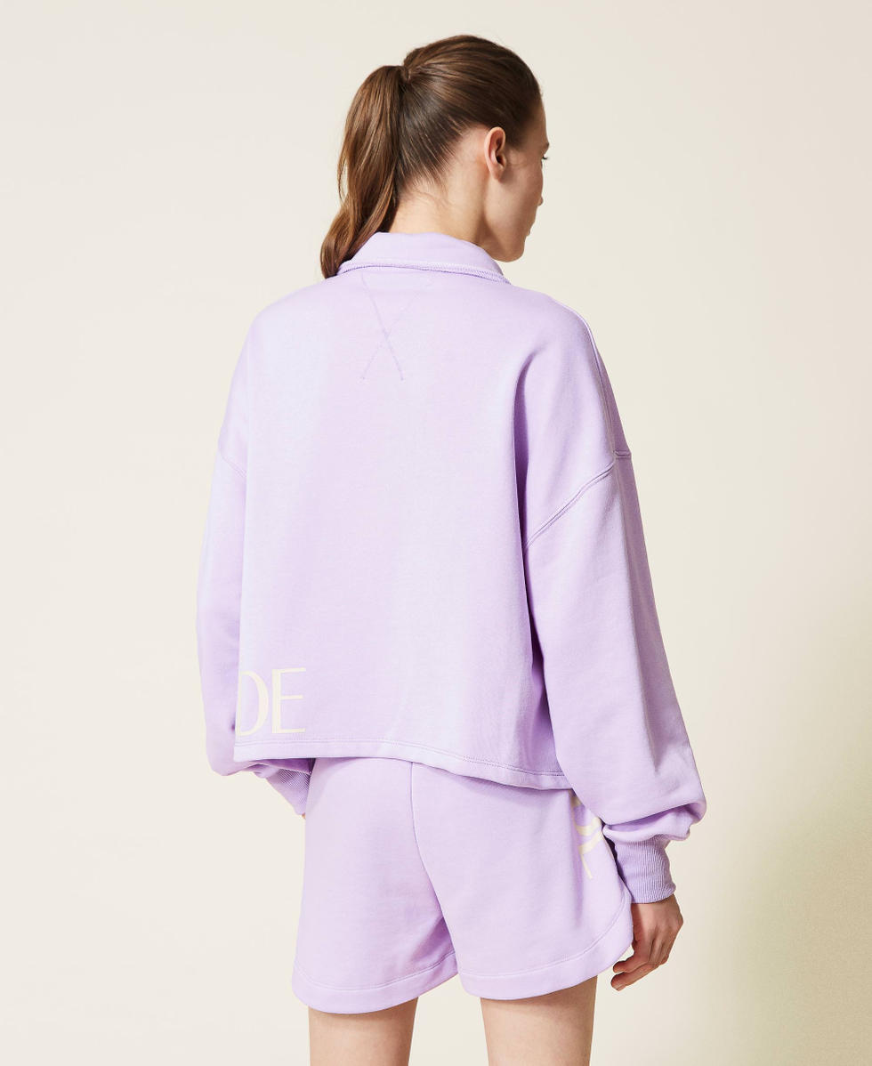 Polo neck and logo sweatshirt Woman, Purple | TWINSET Milano
