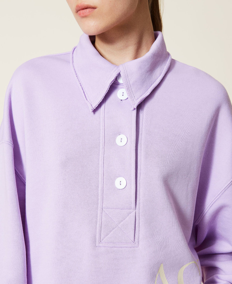 Sweatshirt mit Polokragen und Logo „Pastel Lilac“-Violett Frau 221AT2051-04