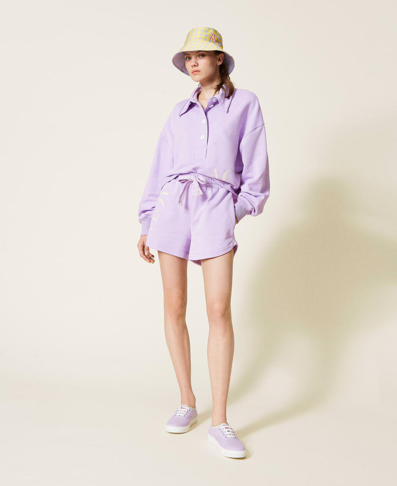 Sweat-shirt avec col polo et logo Violet « Pastel Lilac » Femme 221AT2051-0T