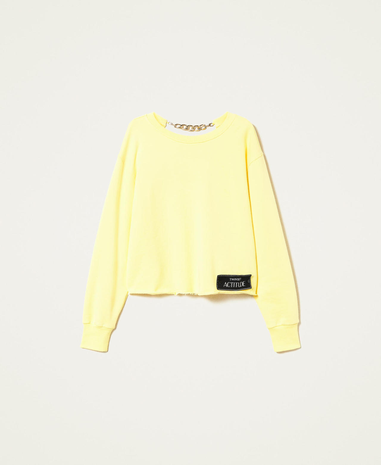 Sweatshirt mit Logopatch Leuchtendes Gelb Frau 221AT2052-0S