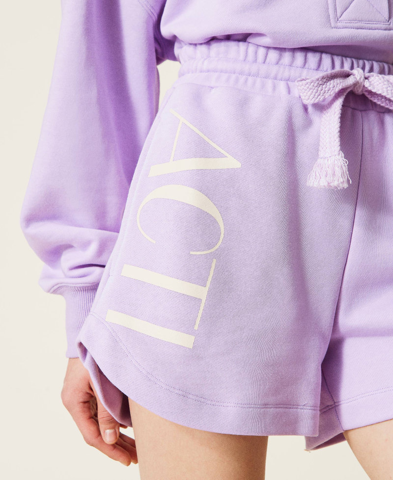Shorts in felpa con logo Viola "Pastel Lilac" Donna 221AT2053-02
