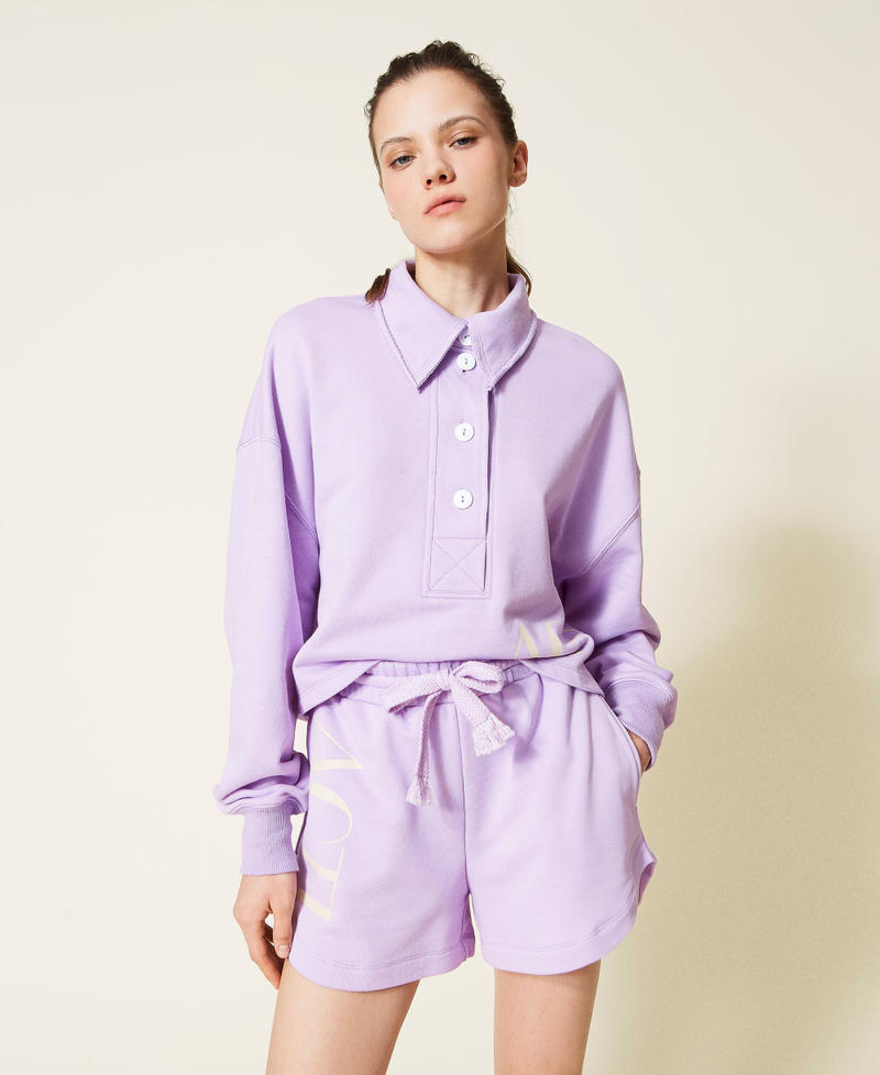 Shorts de felpa con logotipo Morado «Pastel Lilac» Mujer 221AT2053-03