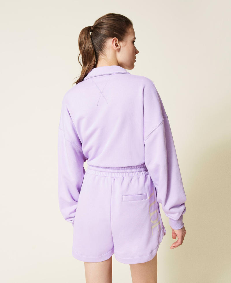 Plush fabric shorts with logo "Pastel Lilac” Woman 221AT2053-05