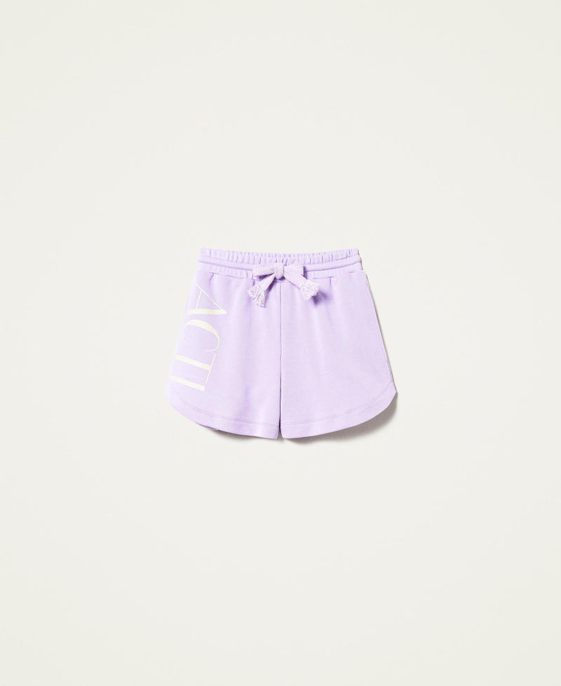 Plush fabric shorts with logo "Pastel Lilac” Woman 221AT2053-0S