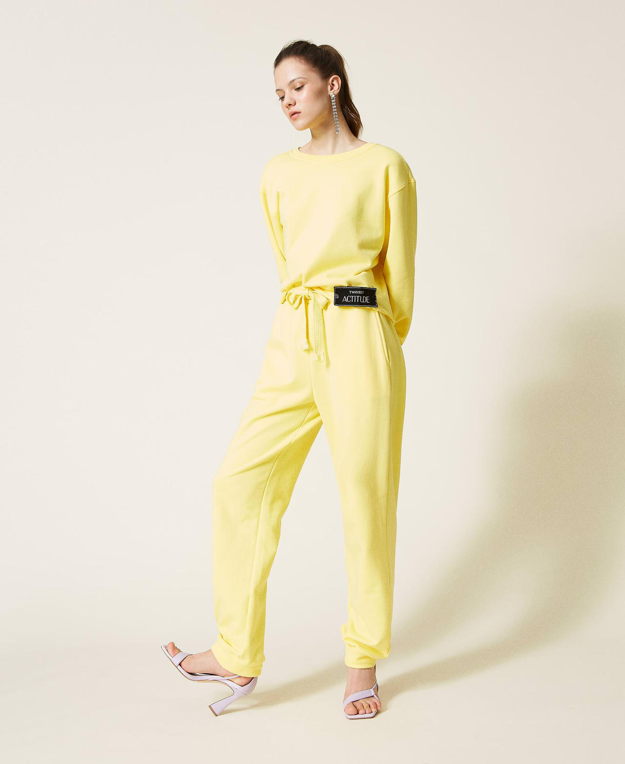 Plush fabric joggers Vivid Yellow Woman 221AT2054-02