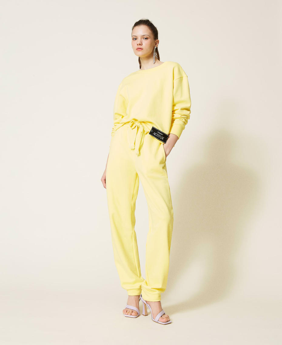 Plush fabric joggers Vivid Yellow Woman 221AT2054-03