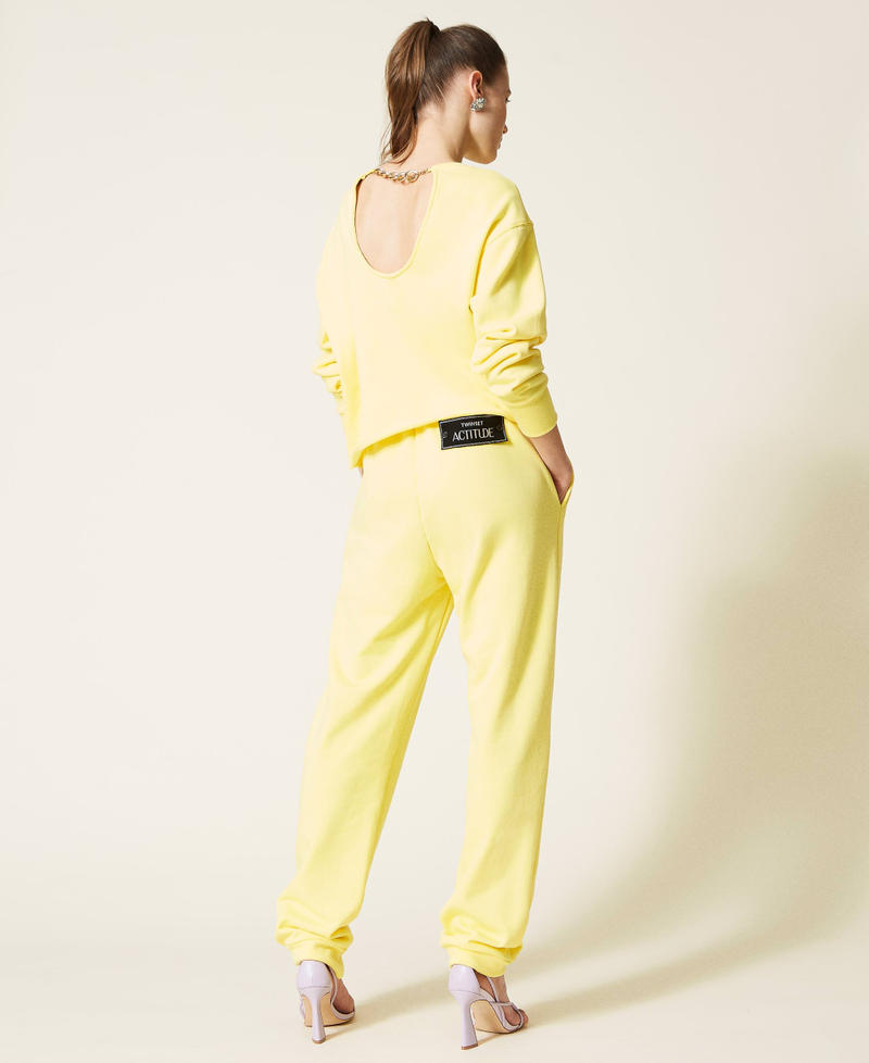 Plush fabric joggers Vivid Yellow Woman 221AT2054-04