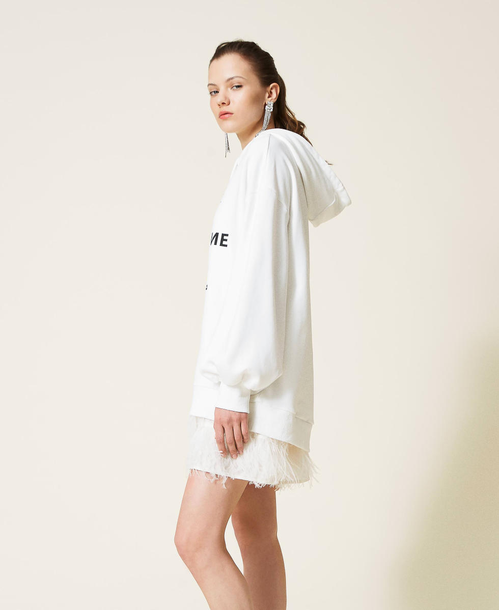 Maxi felpa stampata con cappuccio Donna Bianco TWINSET Milano
