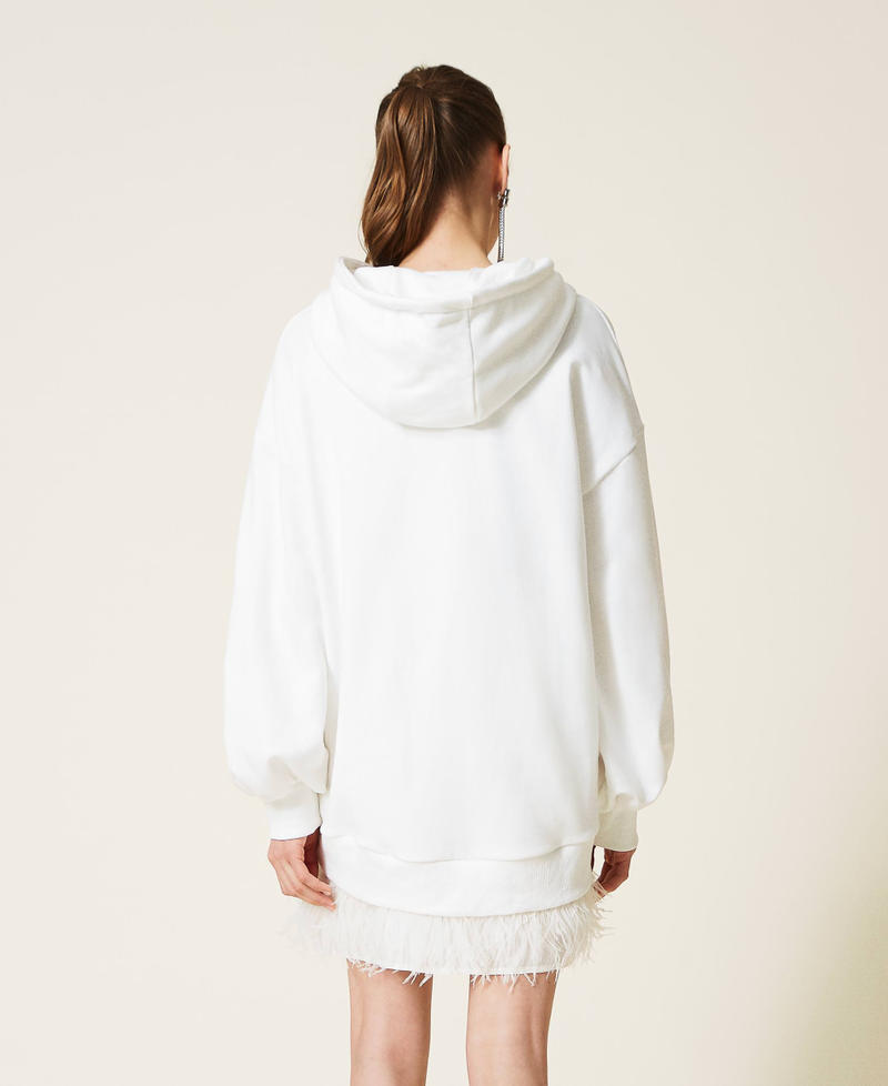 Maxi felpa stampata con cappuccio Donna Bianco TWINSET Milano