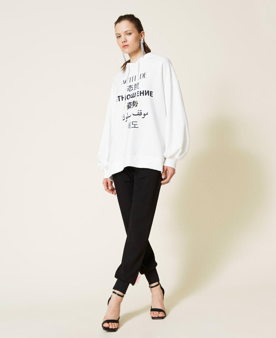 Maxi felpa stampata con cappuccio Off White Donna 221AT2063_00526_06