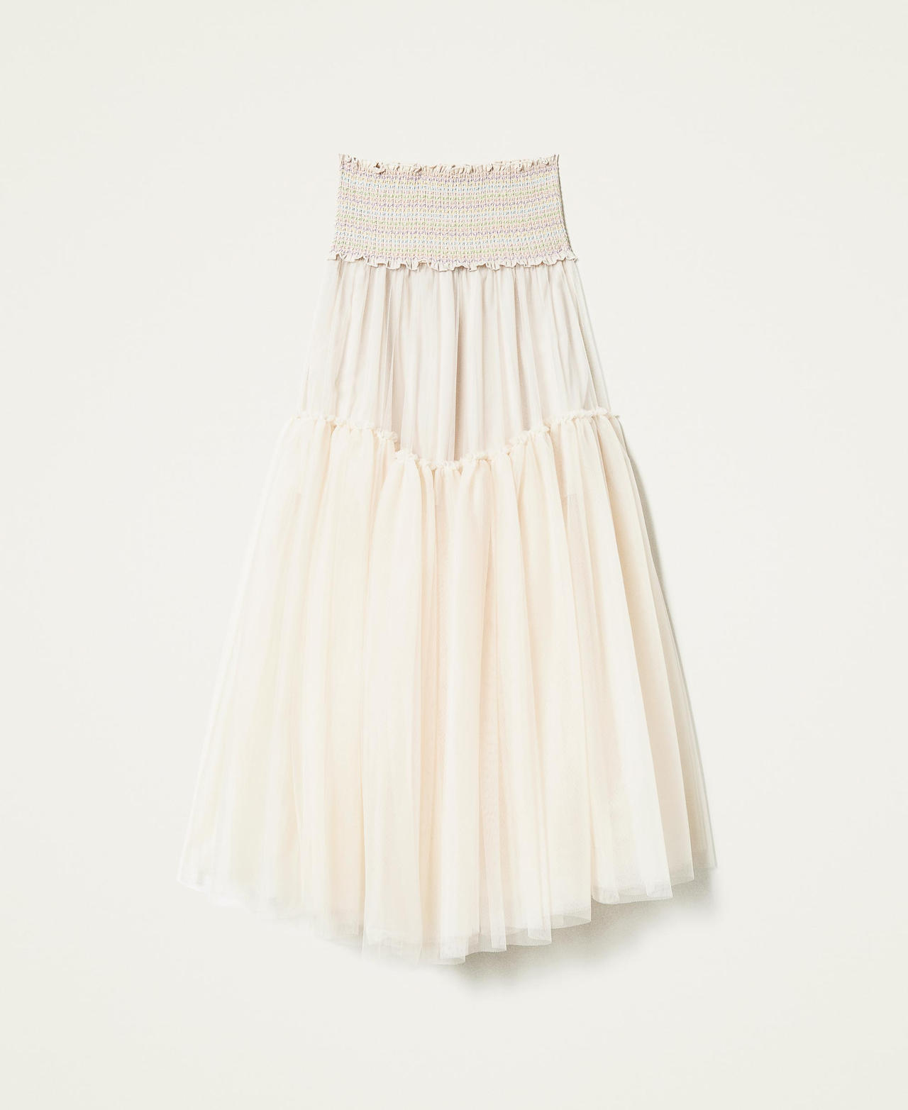 Tulle mid-length skirt Pale Cream Woman 221AT2073-0S