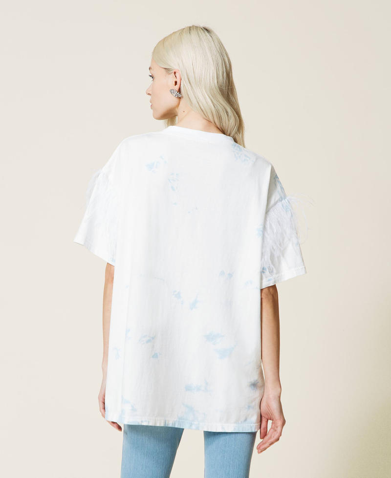Maxi t-shirt avec imprimé et plumes