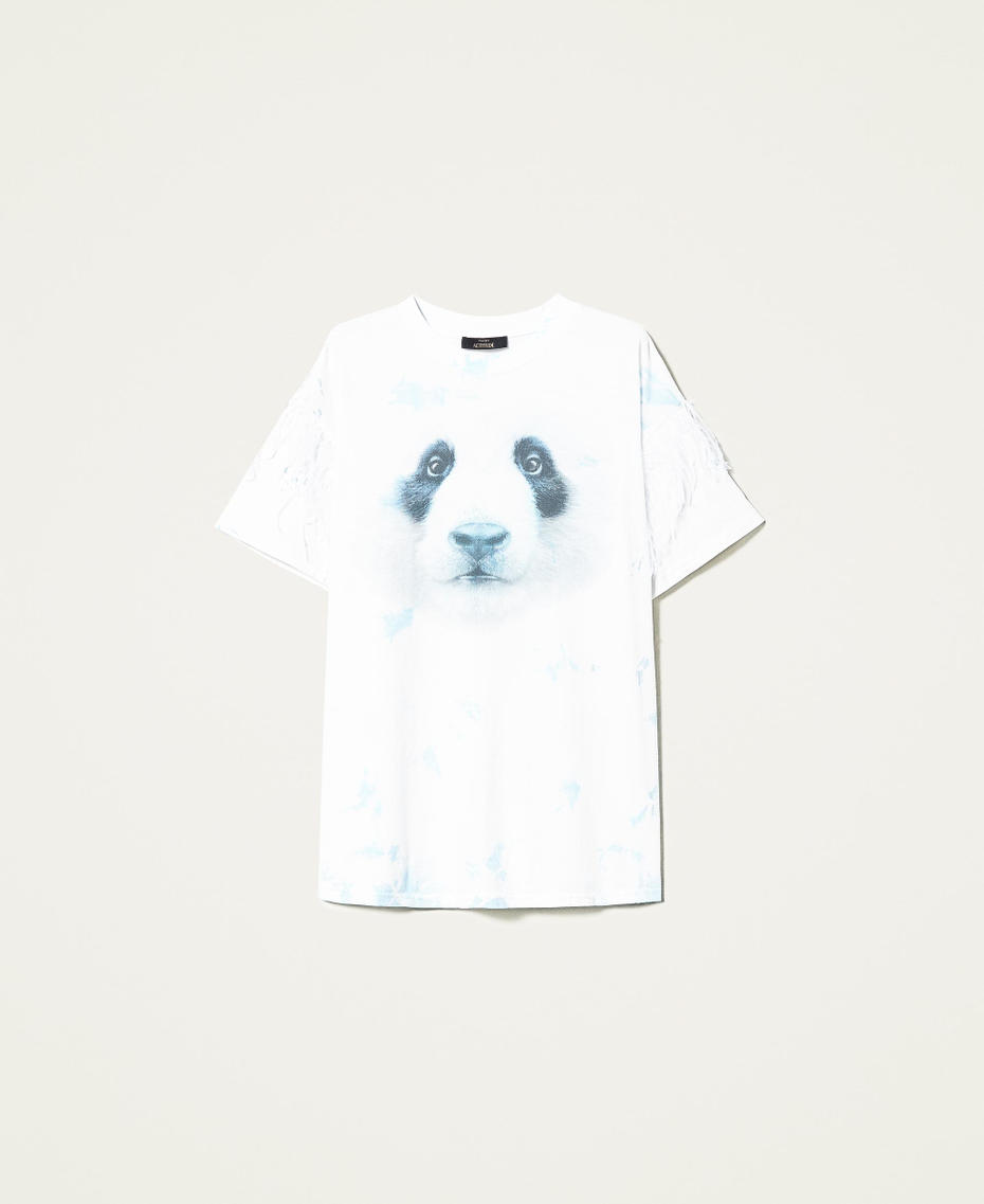 Maxi t-shirt avec imprimé et plumes