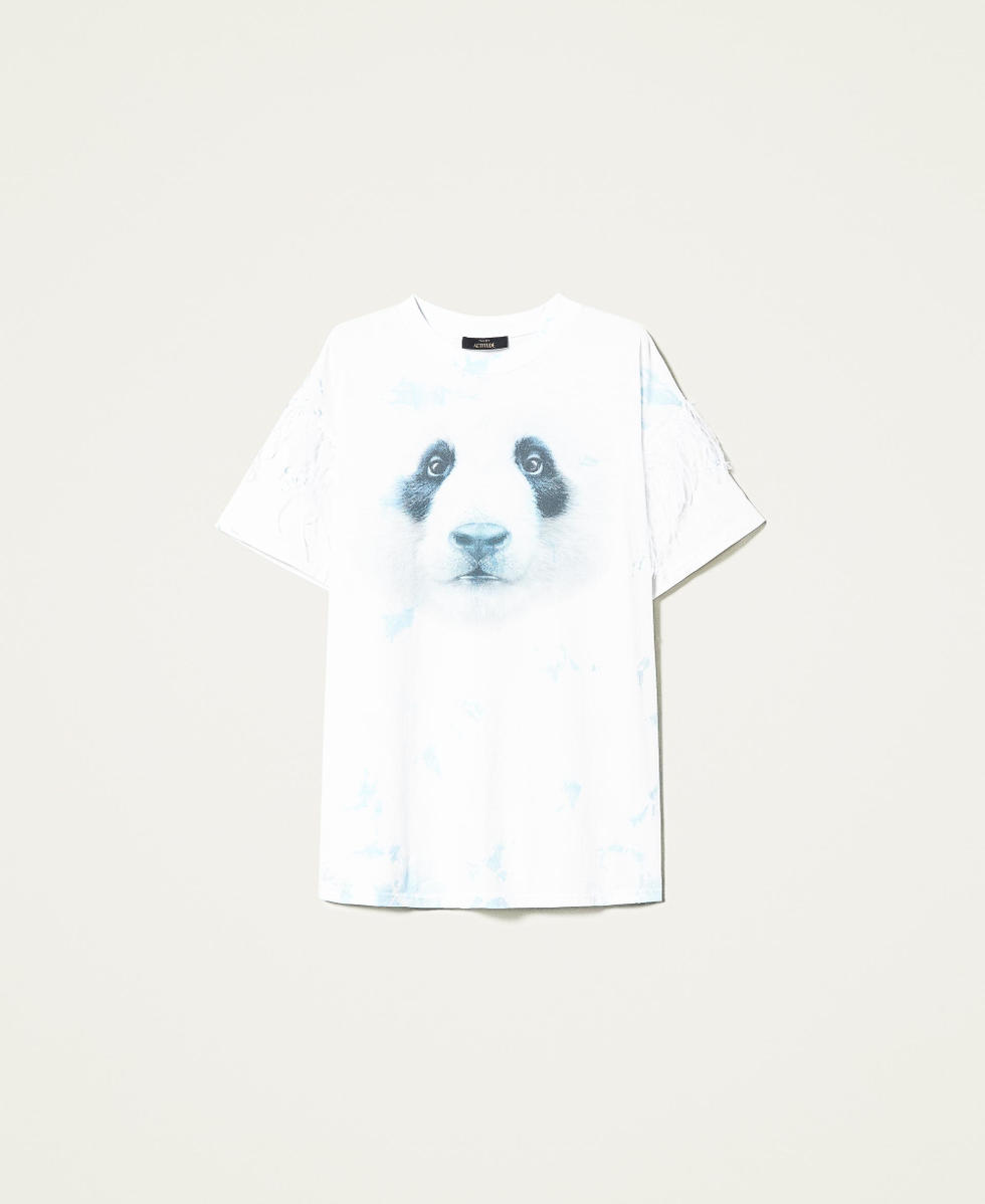 Printed maxi t-shirt with feathers