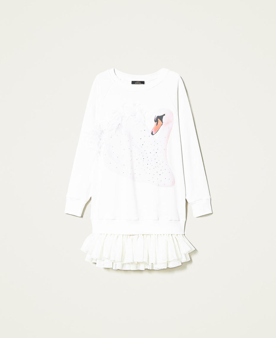 Sweatkleid mit Unterkleid aus Organza Weiß Gardenie Frau 221AT2083-0S