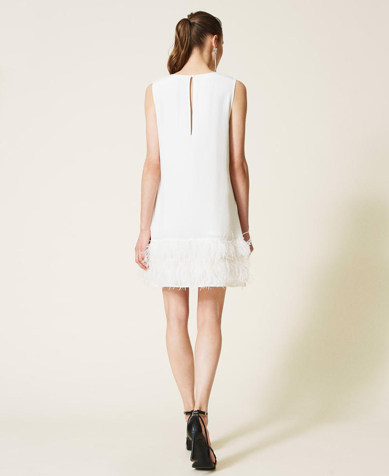 Abito in raso con piume Bianco Gardenia Donna 221AT2091_00224_05