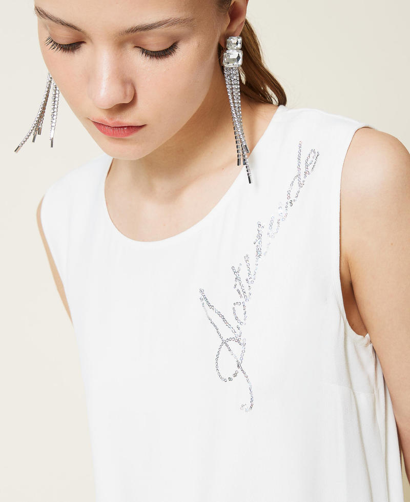 Abito in raso con piume Bianco Gardenia Donna 221AT2091_00224_07