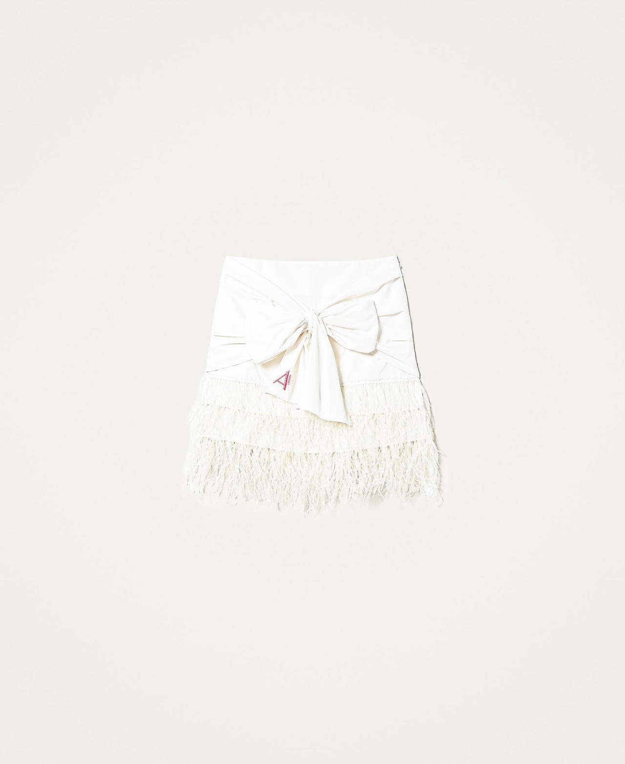 Taffeta miniskirt with feathers White Gardenia Woman 221AT2092_00224_0S