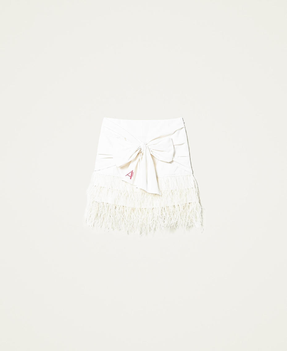 Taffeta miniskirt with feathers White Gardenia Woman 221AT2092_00224_S0