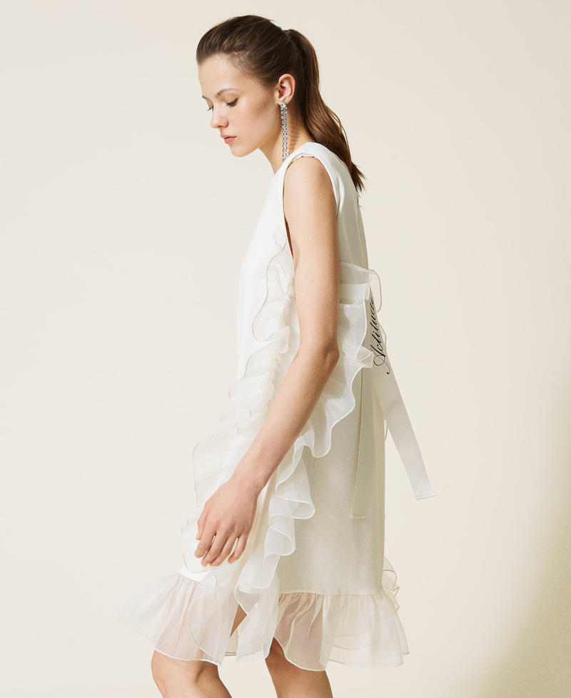 Короткое платье с оборками из органзы Белый Гардения женщина 221AT2110-04