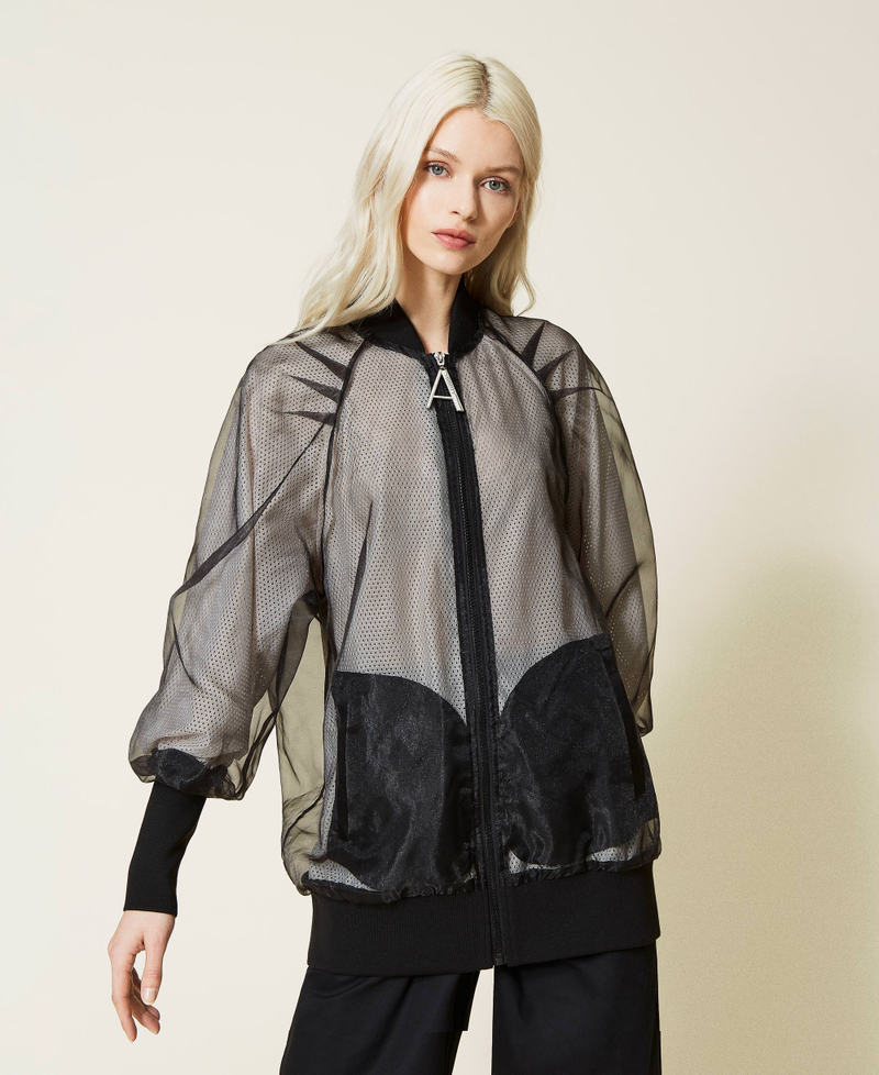 Organza-doubled bomber jacket