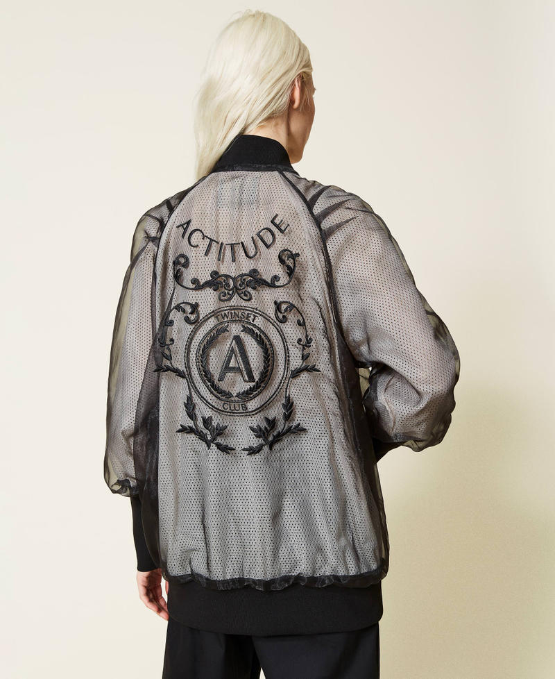 Organza-doubled bomber jacket