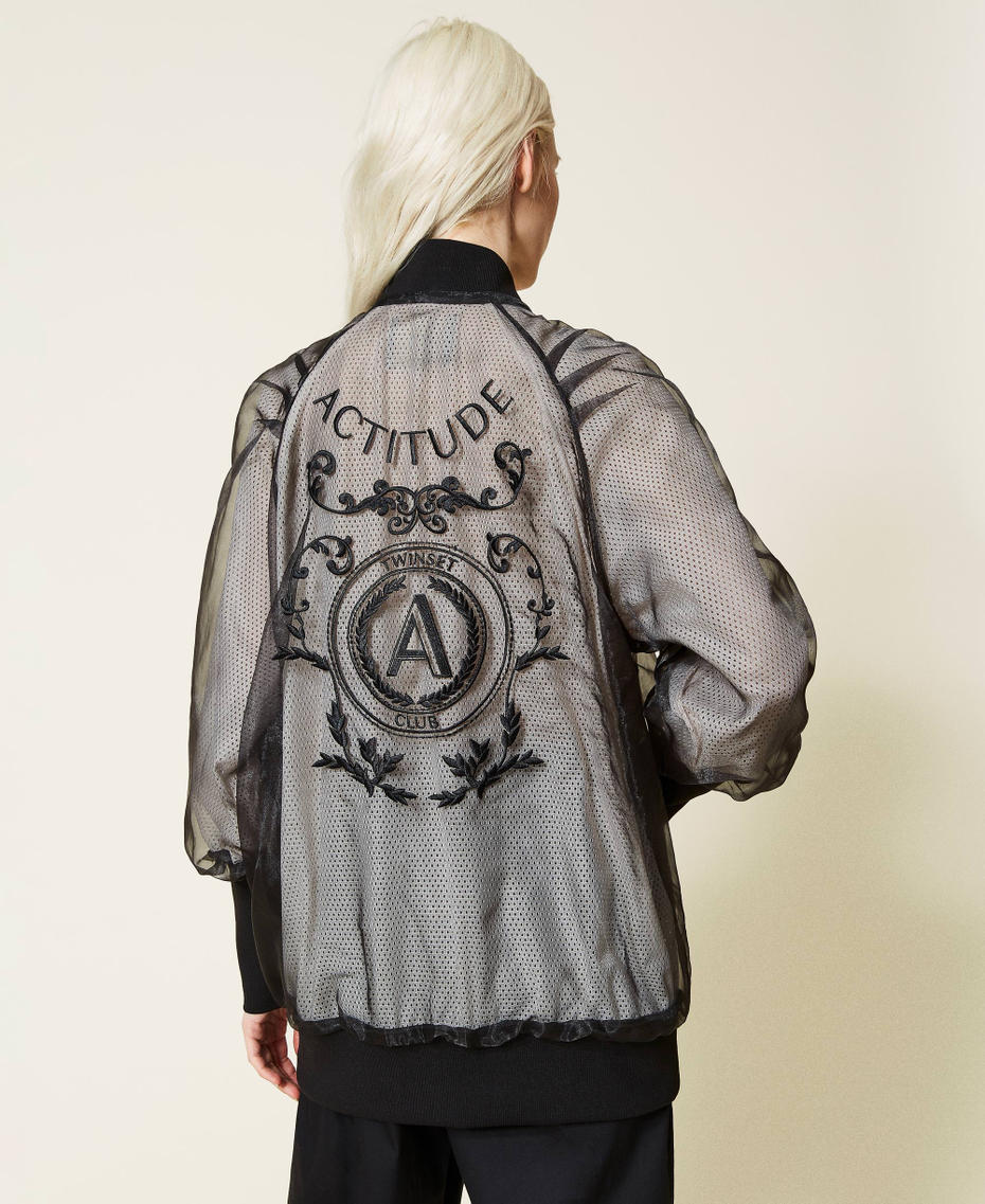 Organza-doubled bomber jacket