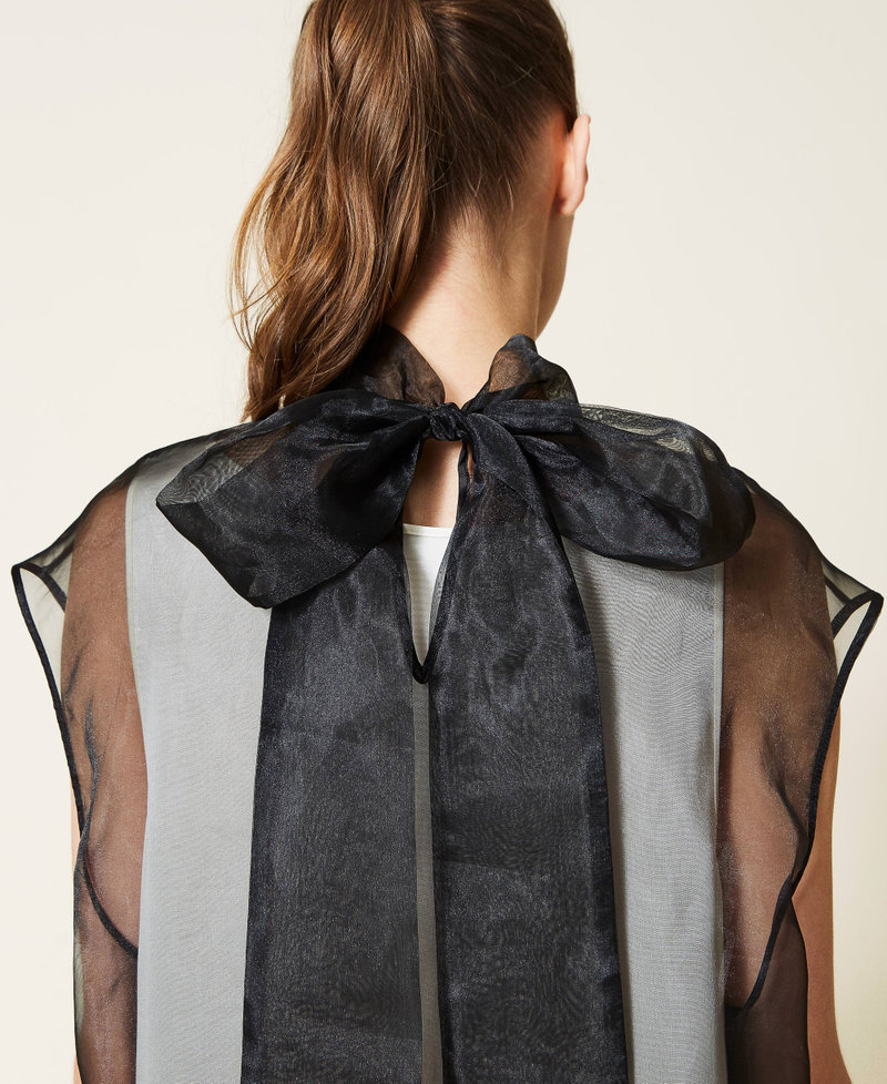 Платье из органзы с вышивкой и нижней комбинацией Двухцветный Черный / Шантильи женщина 221AT2131-05