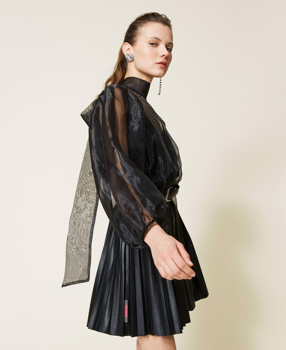 Organza and coated fabric dress