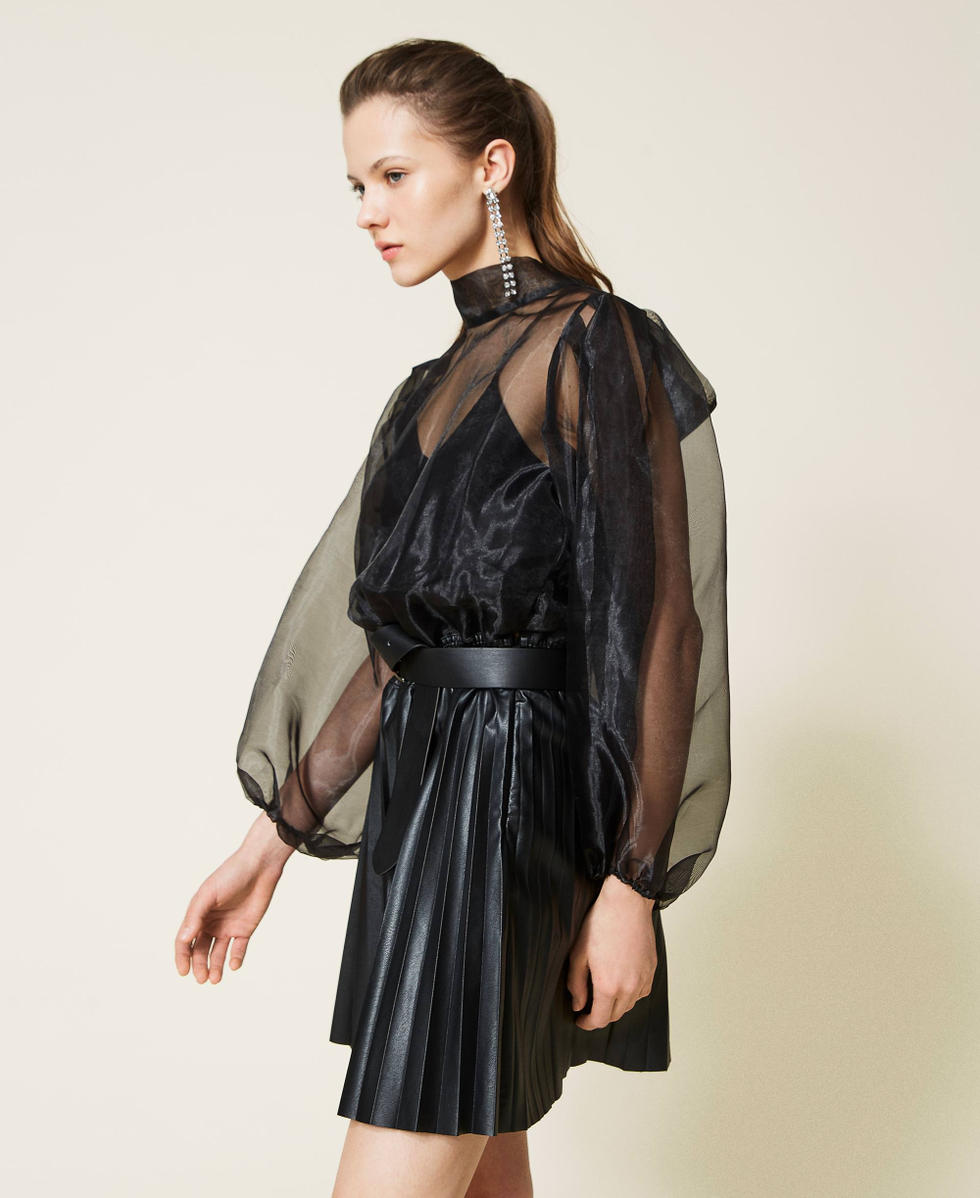 Organza and coated fabric dress