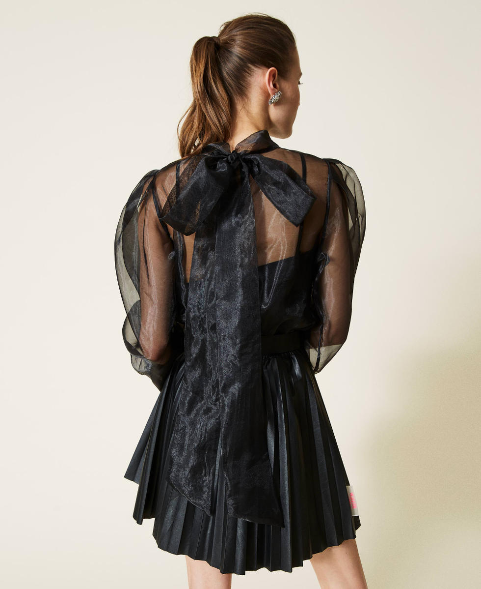 Black Bow Organza Sleeve Dress