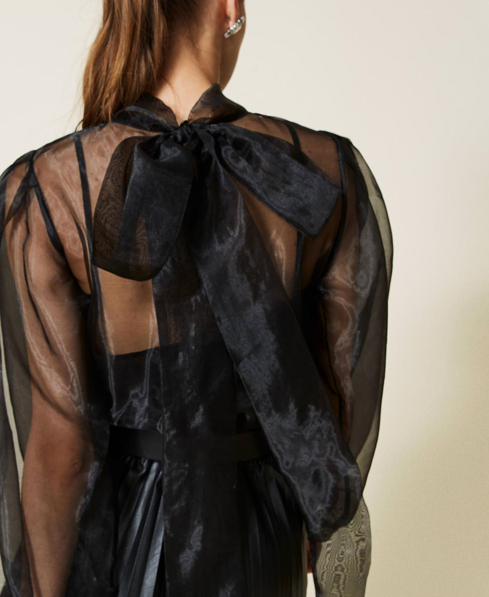Organza and coated fabric dress