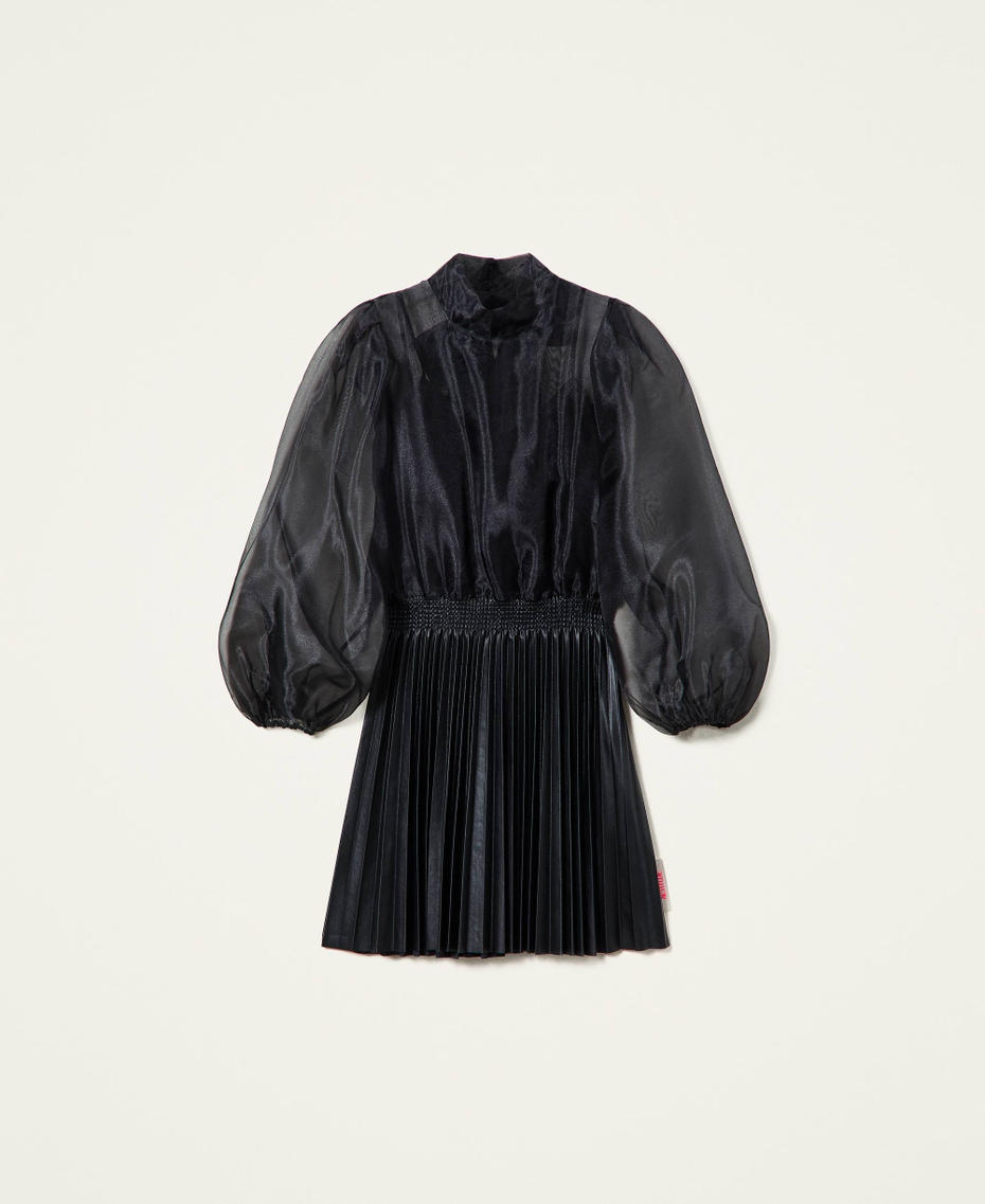 Organza and coated fabric dress Black Woman 221AT2140-0S