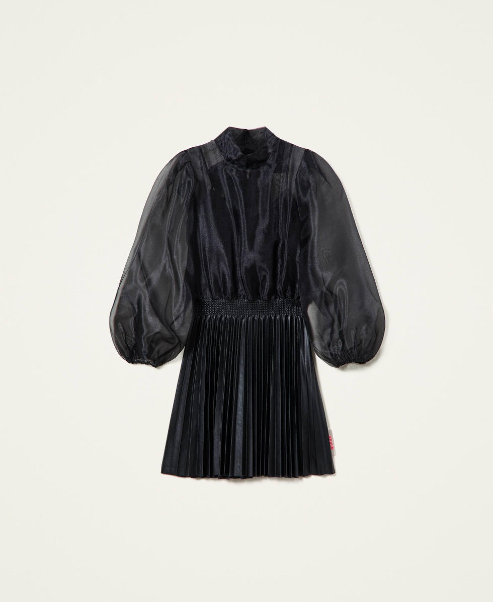 Organza and coated fabric dress
