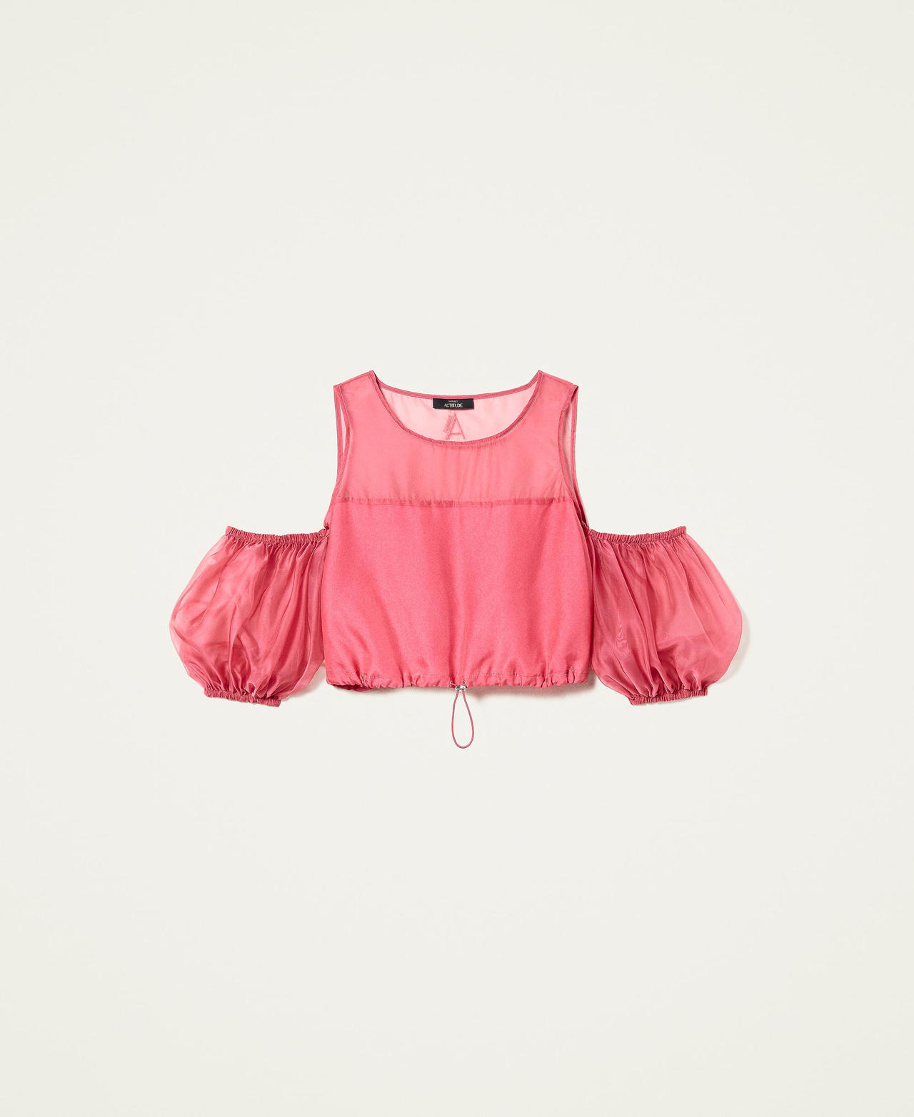 Organza-Top mit abnehmbaren Ärmeln „Hot Pink“-Rosa Frau 221AT2151-0S
