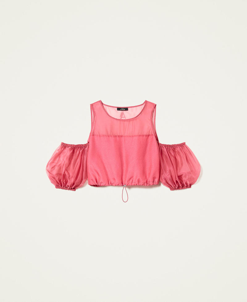 Organza top with removable sleeves.