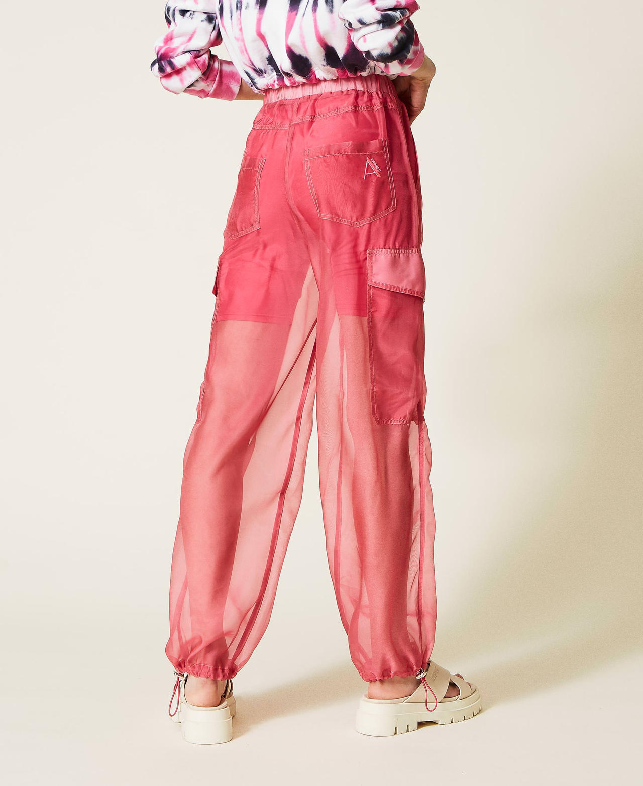 Organza cargo trousers Woman Pink TWINSET Milano